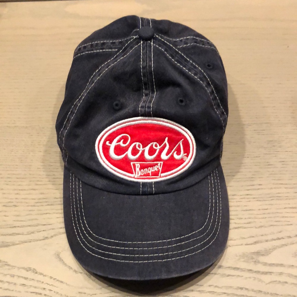 Coors Banquet Logo Velcro Denim Canvas Blue Mens Baseball Hat Cap